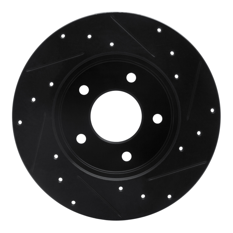 Buick LeSabre Brake Rotor (1) - Rear Left - R1 Concepts - Drilled & Slotted - Black - `92-`05
